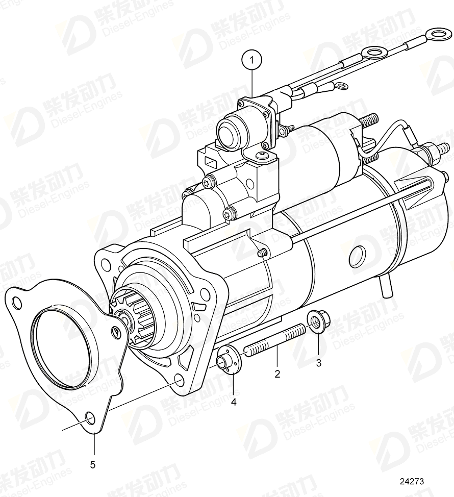 VOLVO Starter motor, exch 3801289 Drawing